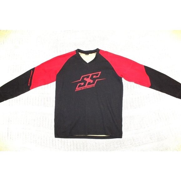 SPEED AND STRENGTH Men's Critical Mass Moto Red & Black Jersey Size LG Cotton - Picture 3 of 12